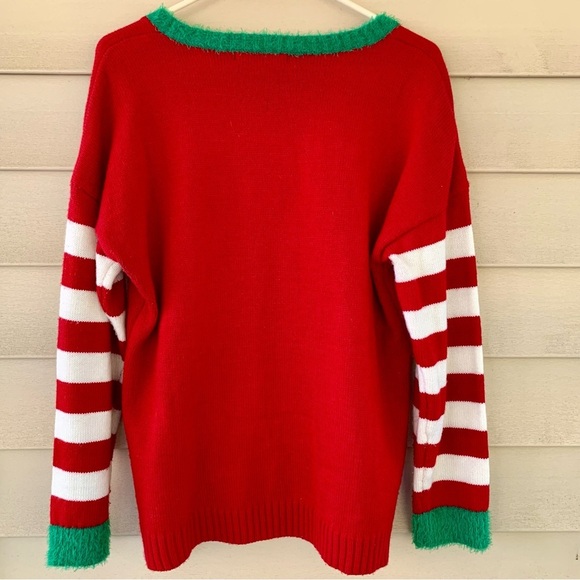 EUC Ugly Christmas Rudolph sweater size XL Red/green/brown - Picture 4 of 5